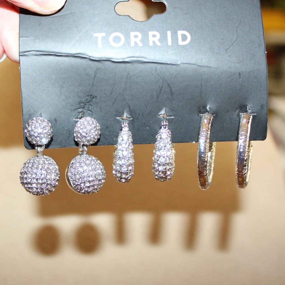 Nwt Torrid Silver Bling earring set. FUN!